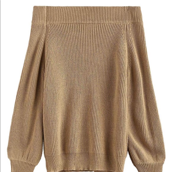 Sweaters - OS tan off the shoulder sweater